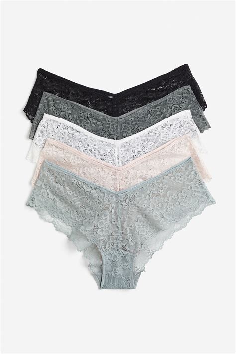 5 Pack Lace Hipster Briefs Light Dusty Turquoise White Ladies Handm Us