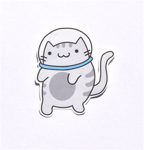 Cute Space Cat Sticker Adorable Astronaut Kitty Perfect For Pegatinas