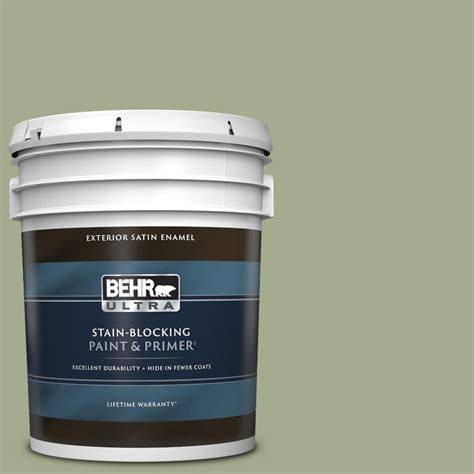 BEHR ULTRA 5 Gal PMD 36 Mountain Sage Satin Enamel Exterior Paint