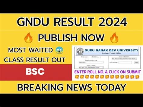 Gndu Result Publish Now Most Waited Class Bsc Gndu Result