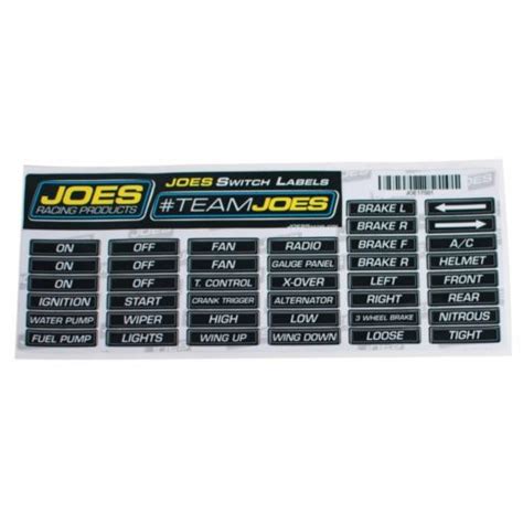 JOES Switch Panel Labels - JOES Racing Products