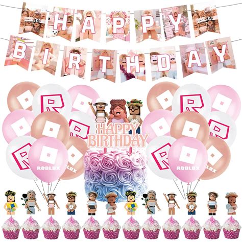 Buy Roblox Girl Party Supplies Tomicy Pcs Pink Girls Birthday