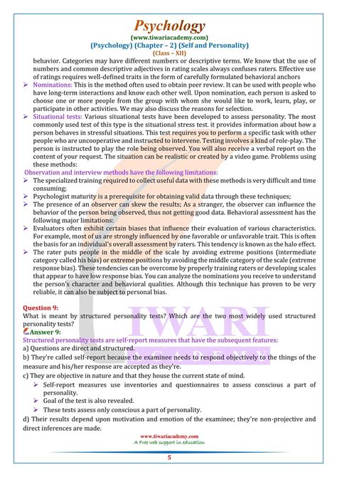 Ncert Solutions For Class 12 Psychology Chapter 2 Self And Personality