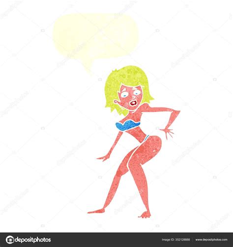 Cartoon Woman Bikini Speech Bubble Stock Vector By Panthermediaseller