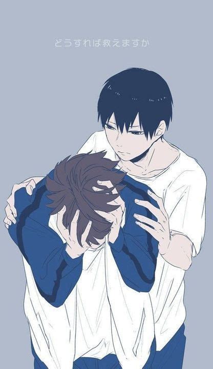 An Anime Character Hugging Another Person With His Arm Around The Other