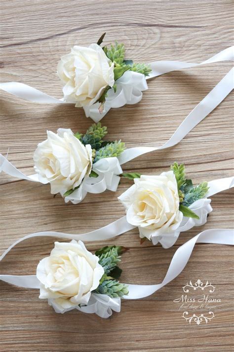 Rustic Corsage Wrist Corsage Pinecone Ivory Rose Corsage Rustic