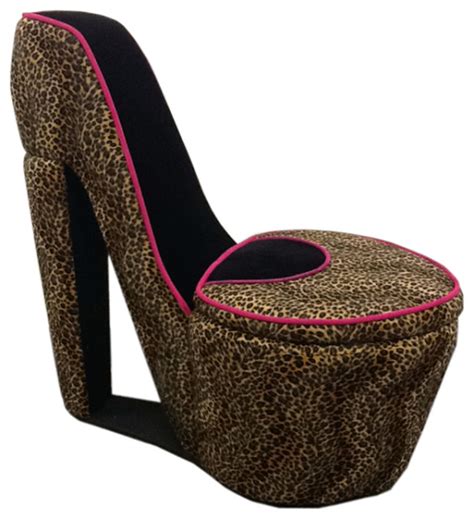 Animal Print High Heel Shaped Chair With Storage Brown And Black