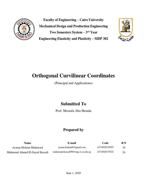 Orthogonal Curvilinear Coordinates (Report) | PDF | Coordinate System ...