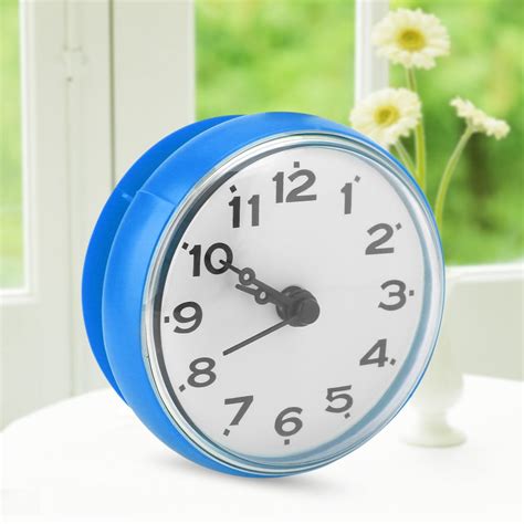 Tebru Waterproof Clock Wall Clock Waterproof Suction Wall Window Mirror Bath Shower Clock