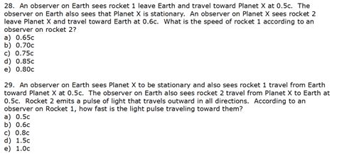 Solved An Observer On Earth Sees Rocket Leave Earth Chegg