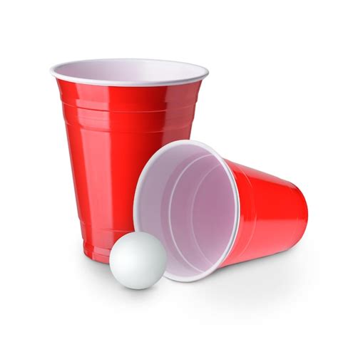 Premium Photo Beer Pong Red Plastic Cups And Ping Pong Ball Solated