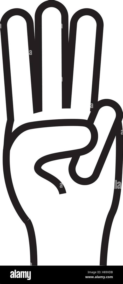 Counting Three Fingers Up Hand Gesture Icon Image Vector Illustration