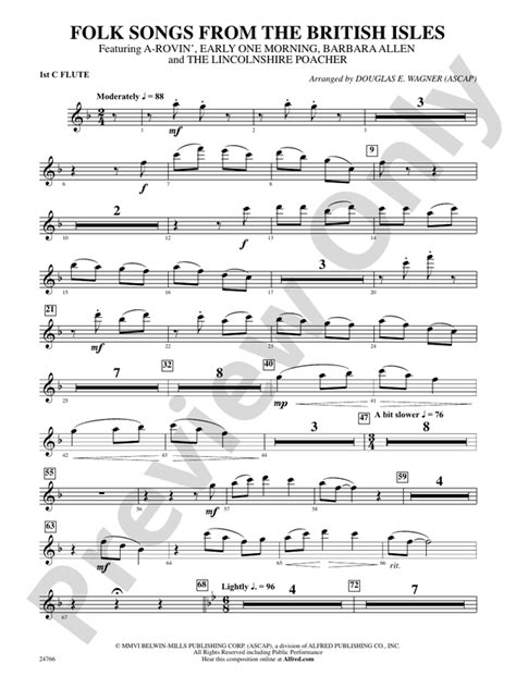 Folk Songs From The British Isles Flute Flute Part Digital Sheet