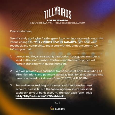 LUMINA Entertainment On Twitter Announcement CASHBACK For Tilly