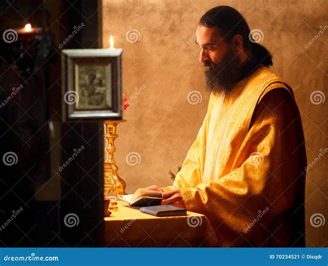 Orthodox Christian Priest Monk during a Prayer Praying Portrait ...