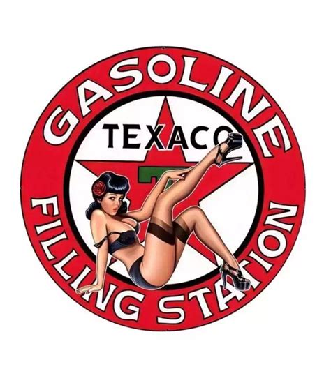 Extra Fine Sticker Cm Sexy Pin Up In Front Of The Texaco Logo