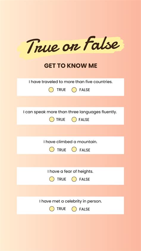 Free True Or False Get To Know Me Instagram Story Template Edit Online And Download