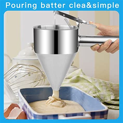 Leechu Pancake Batter Dispenser Stainless Steel For Griddle Funnel