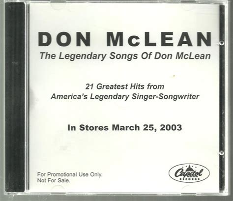 Don McLean - The Legendary Songs Of Don McLean (2003, CDr) | Discogs