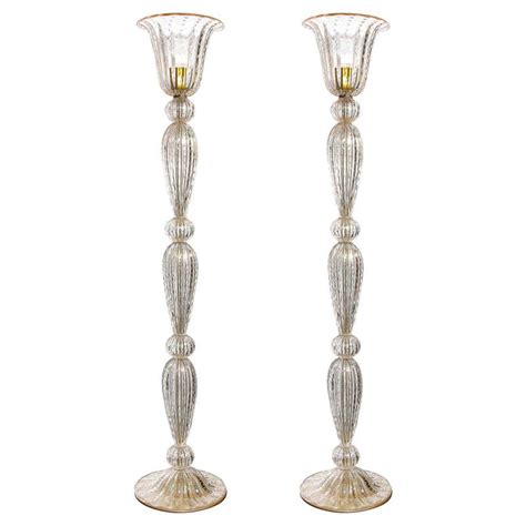 Elegant 1940s Hollywood Blown Glass Plume Torchiere At 1stdibs