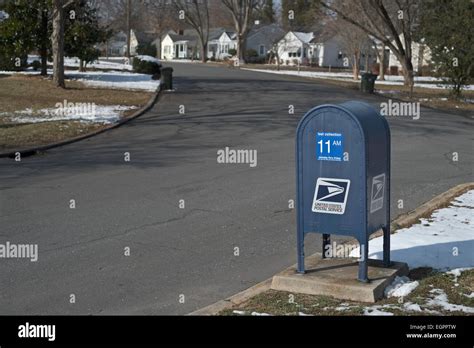 Blue Postal Mailbox Residential Collection Postal Box Stock Photo Alamy