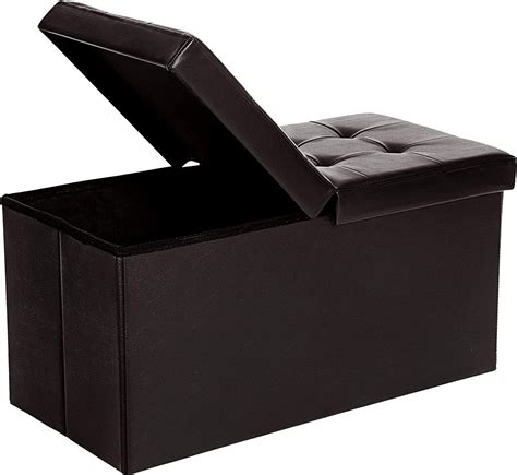 Songmics 30 Folding Storage Ottoman Bench With Flipping Lid Footrest