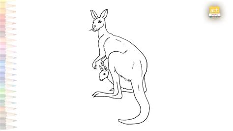 Kangaroo With Baby Drawing Red Kangaroo Drawing How To Draw