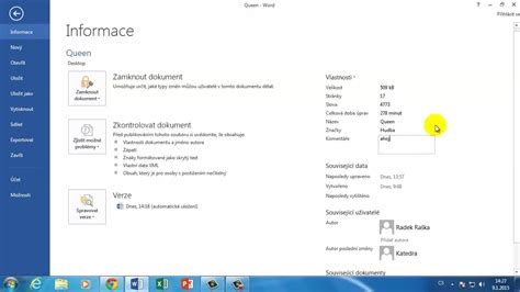 Vlastnosti Dokumentu Zabezpe En Dokumentu V Ms Word Youtube