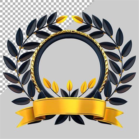 Golden Emblem Template For Logo Gold Branches And Ribbon Vector