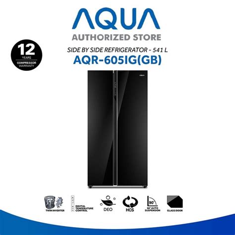 Jual AQUA JAPAN AQR 605IG GB Kulkas 2 Pintu Side By Side 542 Liter