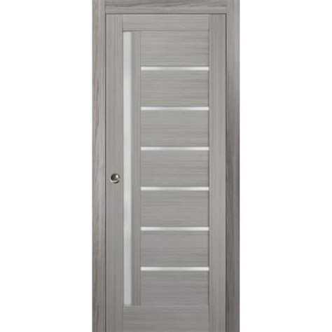 Sartodoors In X In Single Panel Gray Finished Solid Mdf Sliding