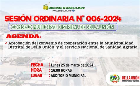 Invitación A Sesión Ordinaria N°006 2024 Mdbu Campañas