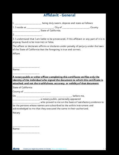 Free Affidavit Form Examples 44 Pdf Examples