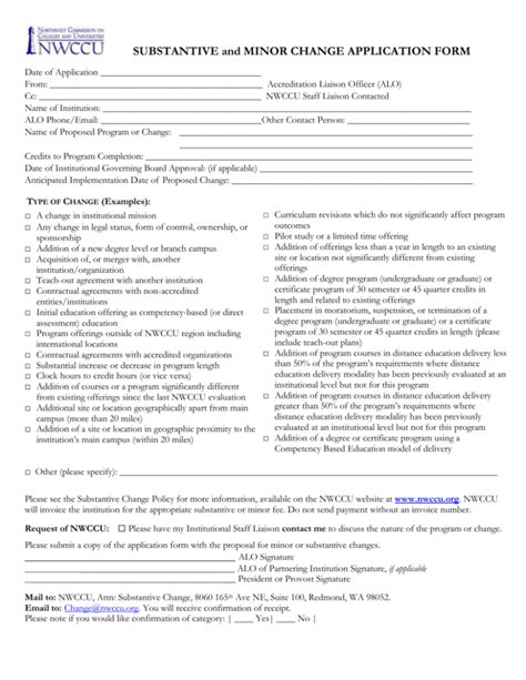 Substantive Change Application Form