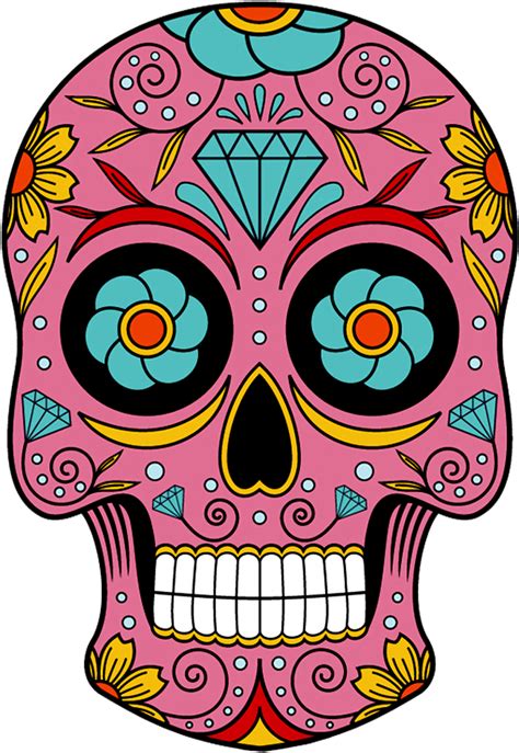 Death Clipart Easy Skull Skull Day Of The Dead Pink Png Download