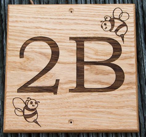 Unique Oak House Number Sign