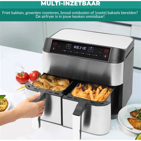 Niceey Dubbele Airfryer XXL 8L 2460W Zilver Blokker