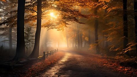 Premium AI Image | Autumn forest scenery landscape