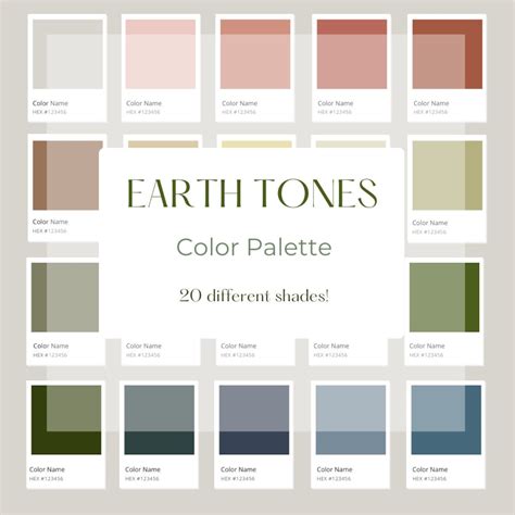 Muted Earth Tones Color Palette 20 Colors Palette Procreate Color