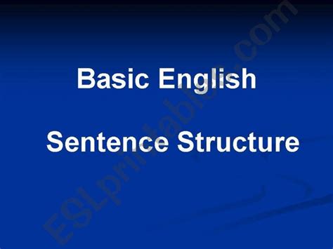 Esl English Powerpoints Basic English Sentence Structure