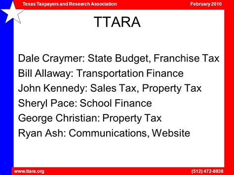 Texas Taxpayers And Research Association February 512 The Fiscal View From Texas Dale Craymer