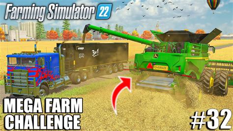 Mega Farm Oats Harvest With Oversized John Deere Mega Farm Challenge Farming Simulator 22