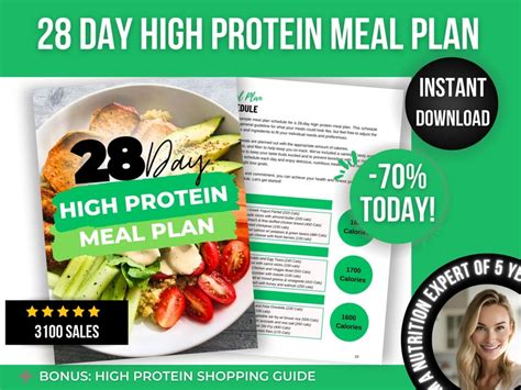 High Protein Meal Plan for Weight Loss and Muscle Gain, High Protein Recipes, 28 Day Healthy ...