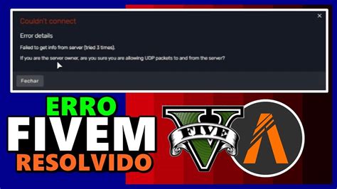 Como RESOLVER ERRO COULDN T CONNECT No FIVEM Ao JOGAR GTA RP YouTube