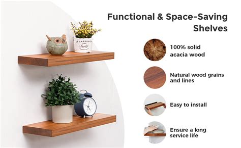 Fun Memories Floating Shelves For Wall Solid Acacia Wood Wall Shelves Set Of 2