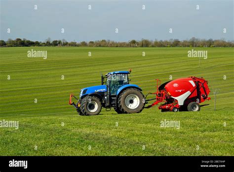 Tractor Harvesting Haylage On Fields Just Outside Princes Risborough