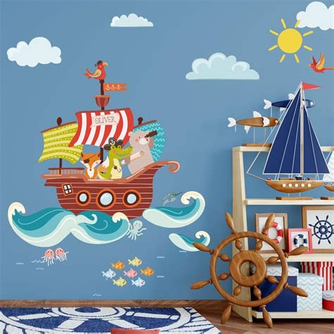 Personalised Pirate Ship Wall Sticker Pirate Wall Stickers