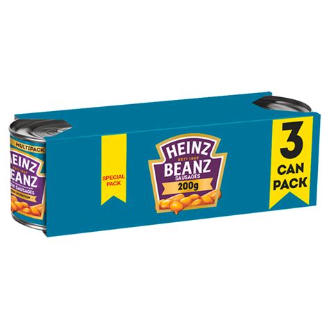 Heinz Beanz In A Rich Tomato Sauce With Pork Sausages 3x200g Tinned