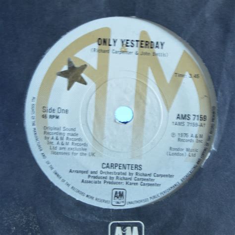 Carpenters Only Yesterday 7 Inch Buy From Vinylnet