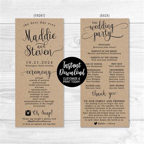 Wedding Program Thank You Template Wedding Program Ideas Etsy Ireland